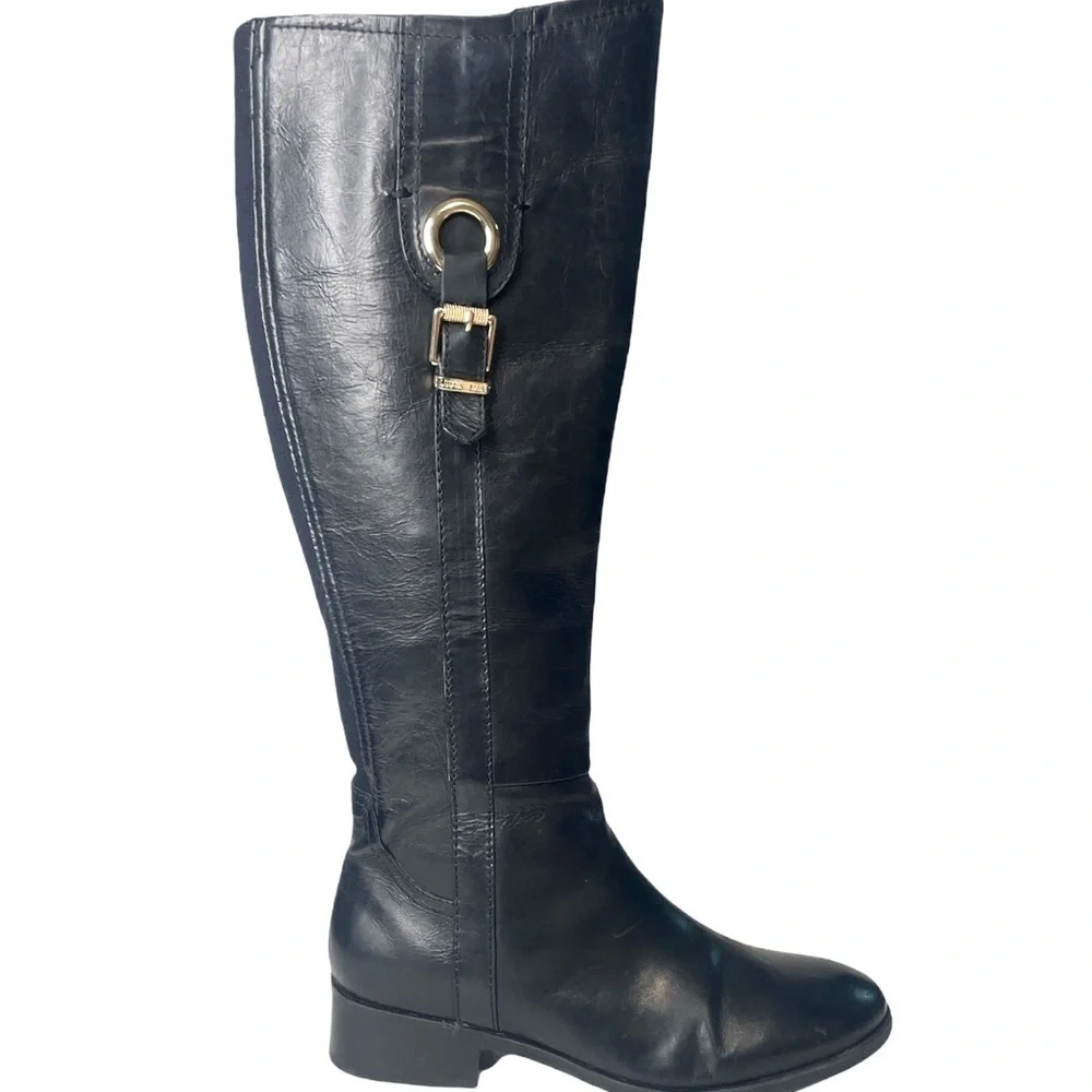 Lucca Lane Sashya Black Leather Knee High Riding Boots | Size 6